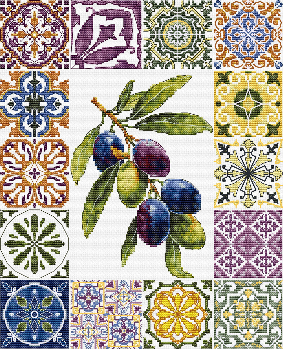 Olive Palette of the Mediterranean Counted Cross-Stitch Kit by Luca-S B7050L