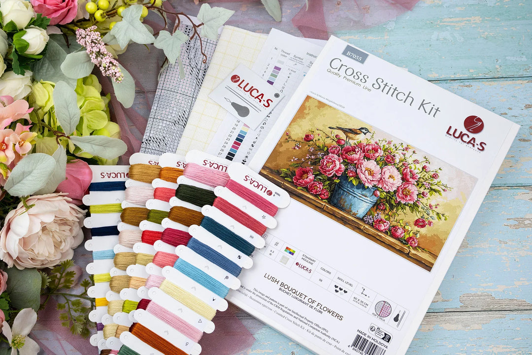 Lush Bouquet of Flowers Counted Cross-Stitch Kit by Luca-S B7055L