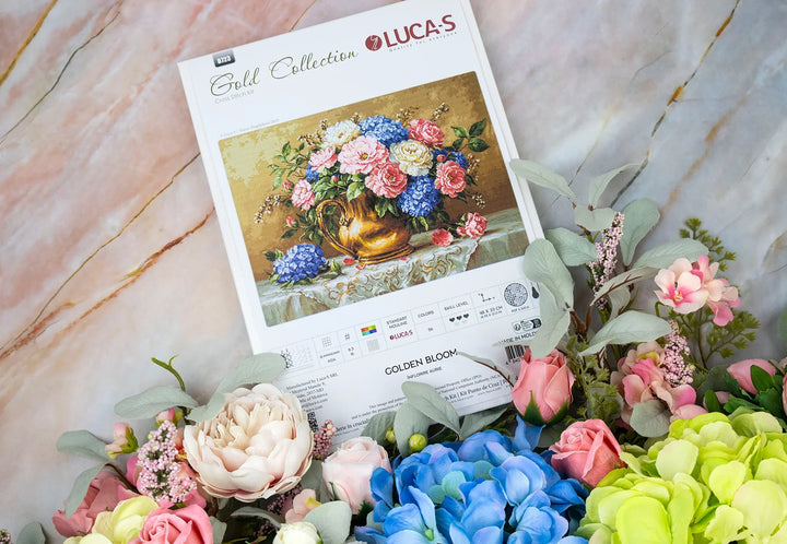 Golden Bloom Counted Cross-Stitch Kit by Luca-S B723L