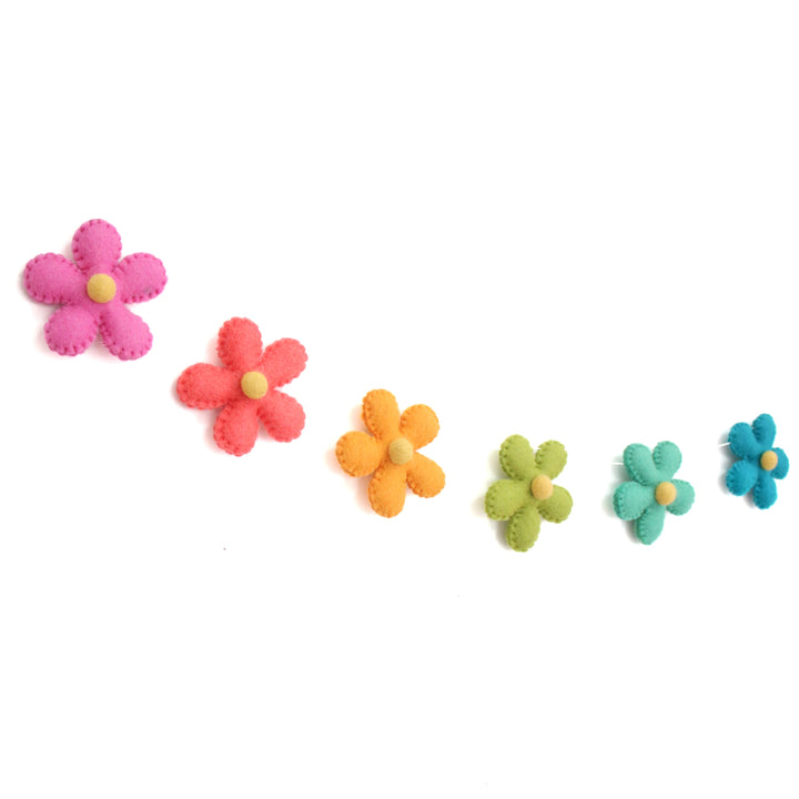 Rainbow daisies felt garland