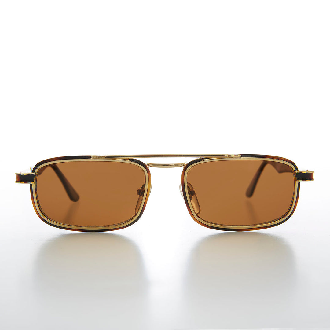 Gold Rectangular 80s Aviator Sunglasses - Beau