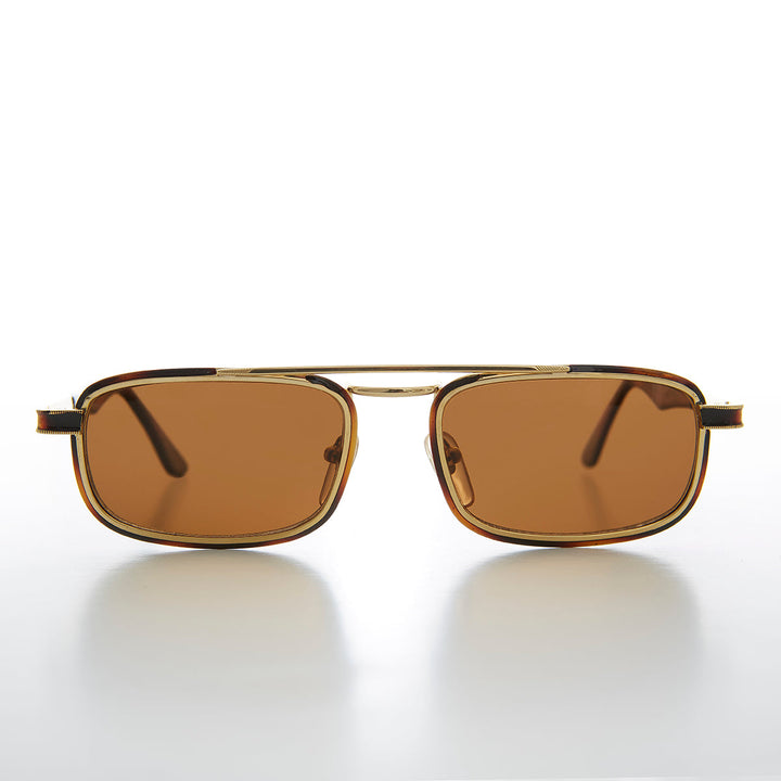 Gold Rectangular 80s Aviator Sunglasses - Beau