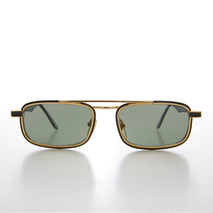 Gold Rectangular 80s Aviator Sunglasses - Beau