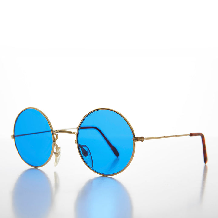 Round Circle Sunglass with Blue Tinted Lens - Benji