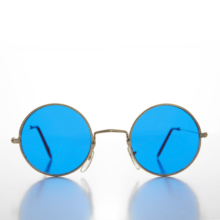 Round Circle Sunglass with Blue Tinted Lens - Benji