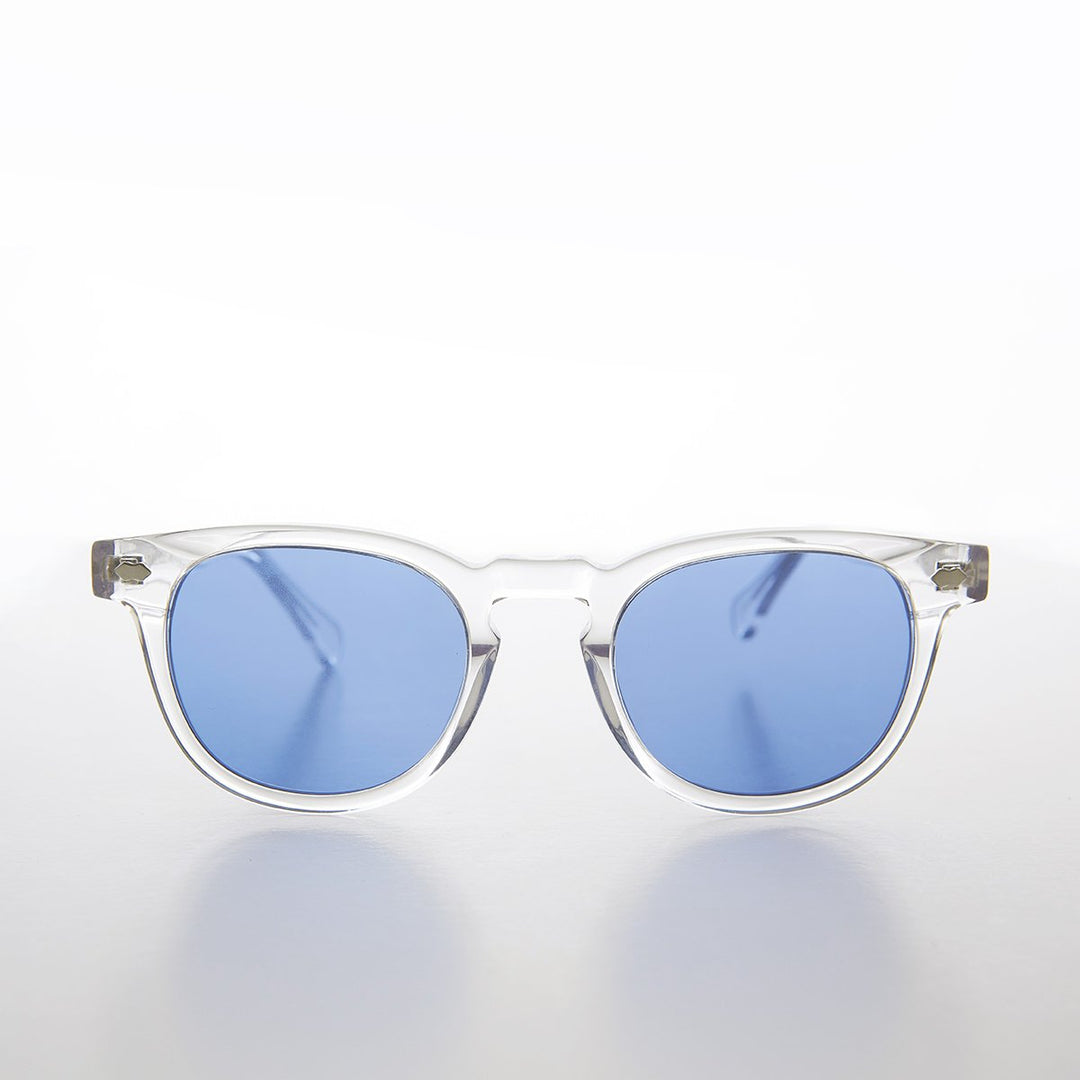 Clear Acetate Square Sunglass with Colored Lenses - Benson