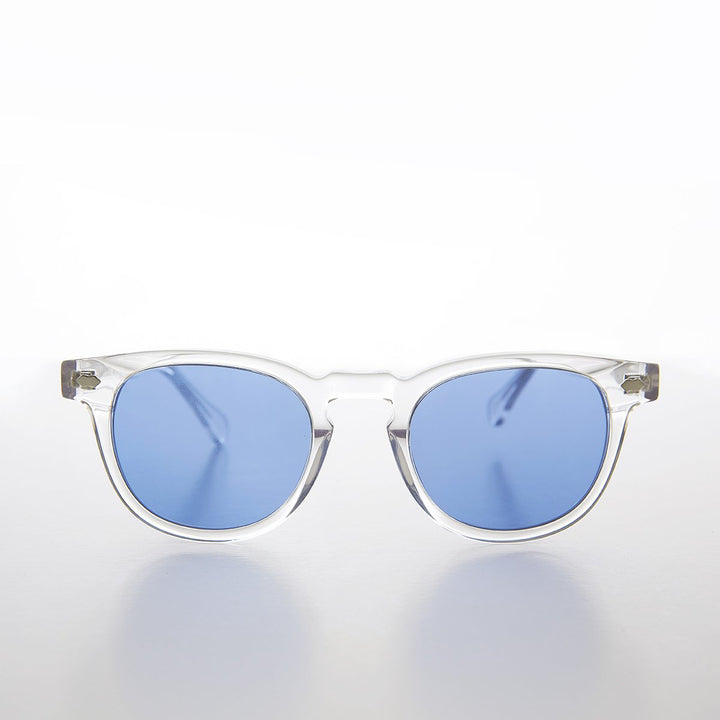 Clear Acetate Square Sunglass with Colored Lenses - Benson