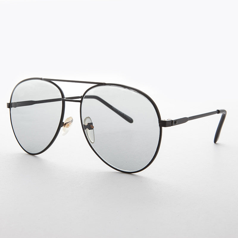 Round Aviator Sunglass with Transition Corning Glass Lens - Bermuda