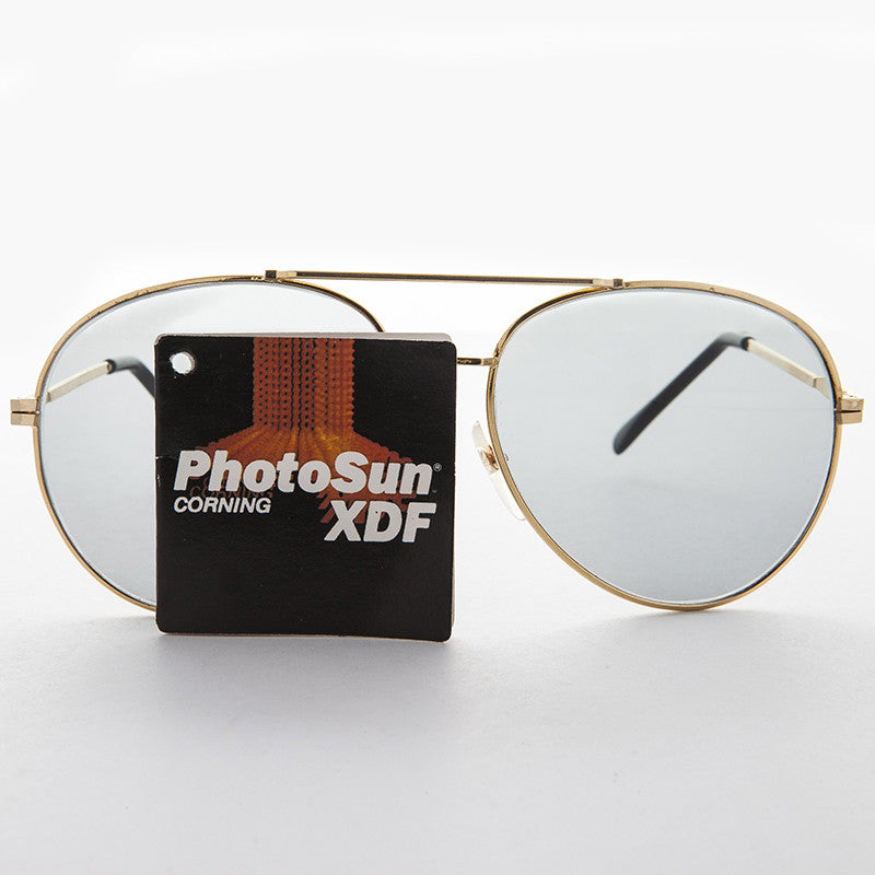 Round Aviator Sunglass with Transition Corning Glass Lens - Bermuda