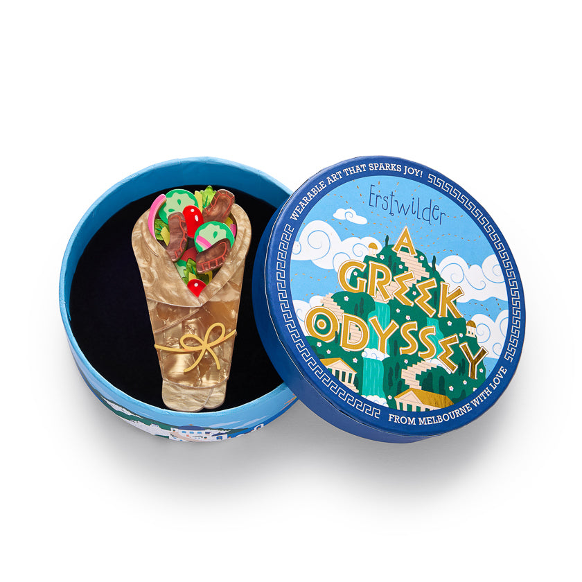 Gyros on the Go Brooch by Erstwilder
