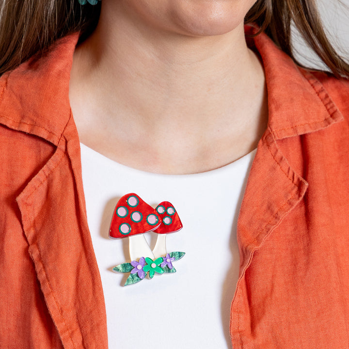 Forest Fun Guy Brooch by Erstwilder