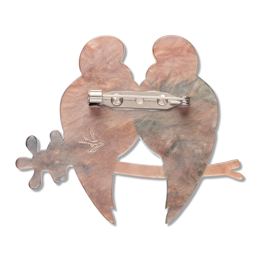 Best Budgies Brooch by Erstwilder - shown with Erstwilder gift box