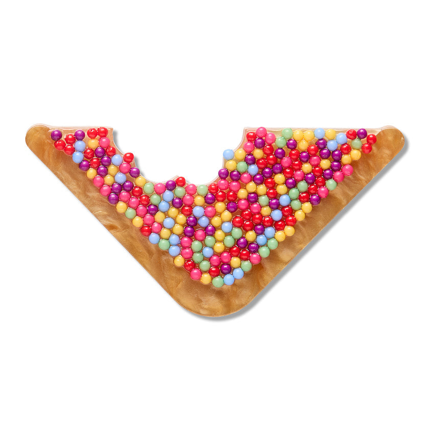 Fairy Bread Brooch by Erstwilder - front view on white background