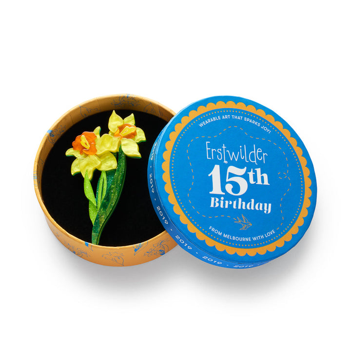 Garden Goddess Daffodil Brooch by Erstwilder - styled model photo