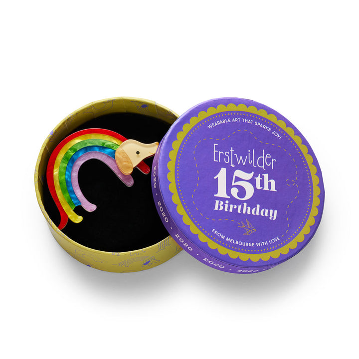 Rainbow Ruff Brooch by Erstwilder - styled model photo