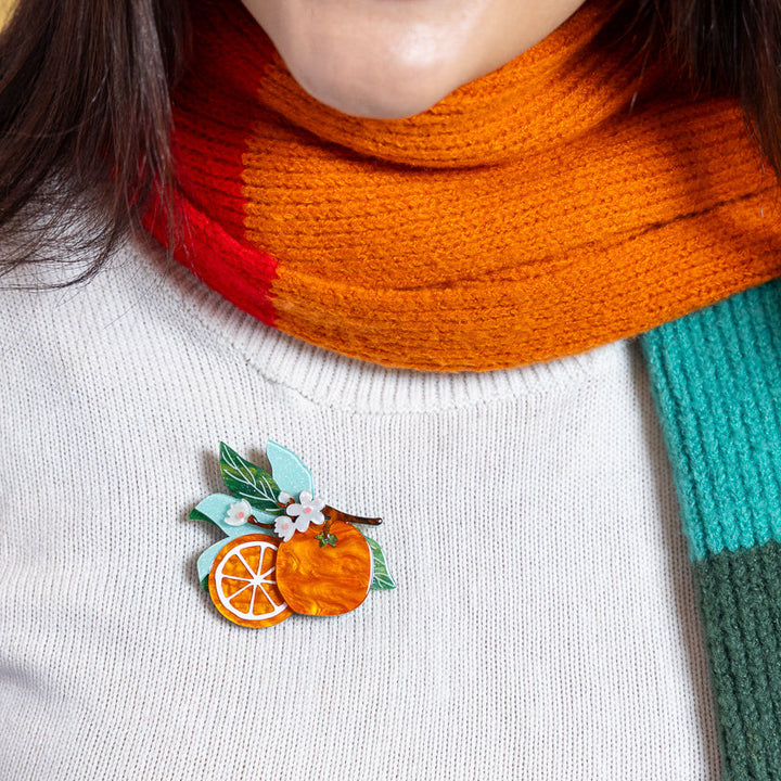 Orange Crush Brooch by Erstwilder - back detail view