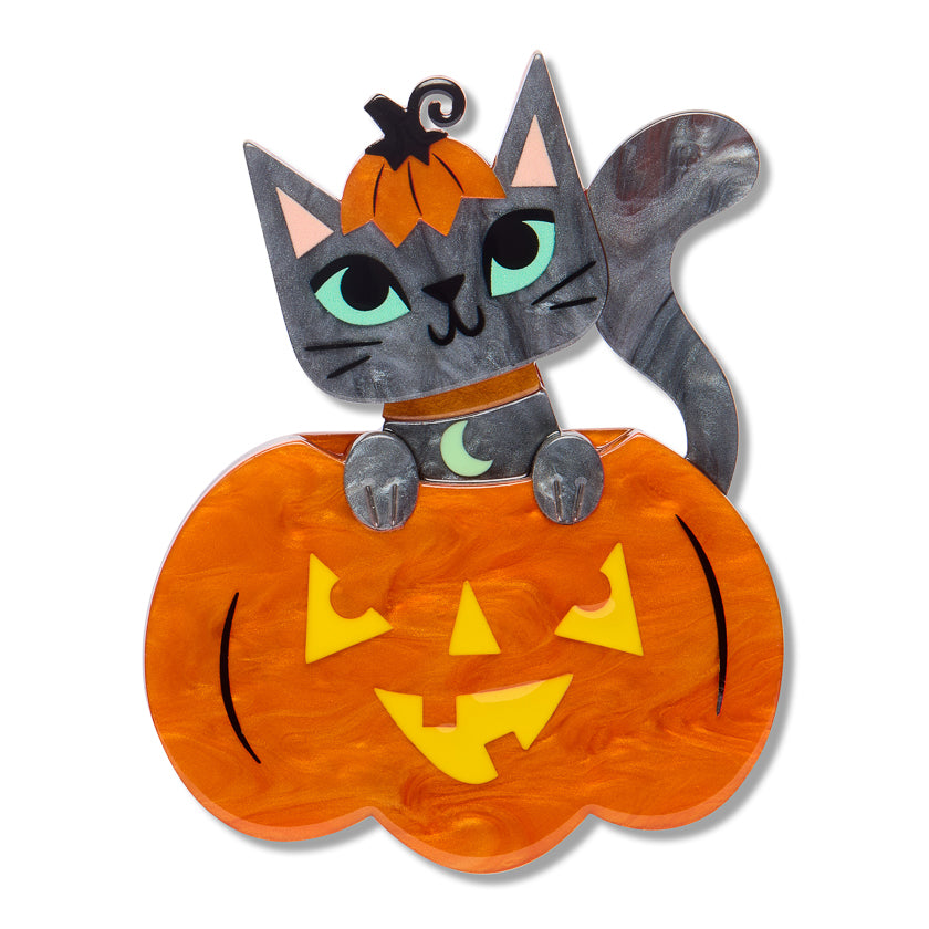 Cat O'Lantern Brooch by Erstwilder | Midnight Mischief Halloween Collection