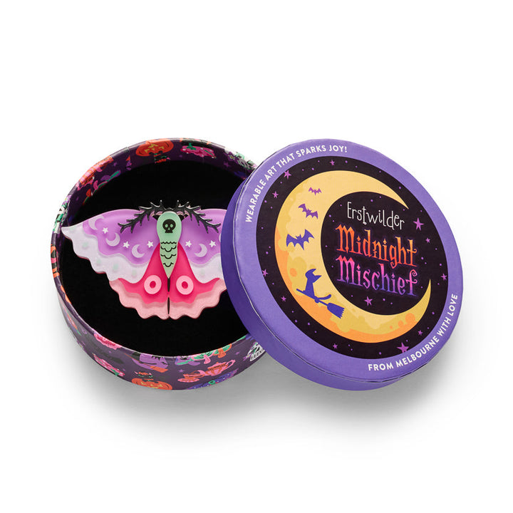 Flutter By Night Brooch by Erstwilder – back detail | Midnight Mischief Halloween Collection