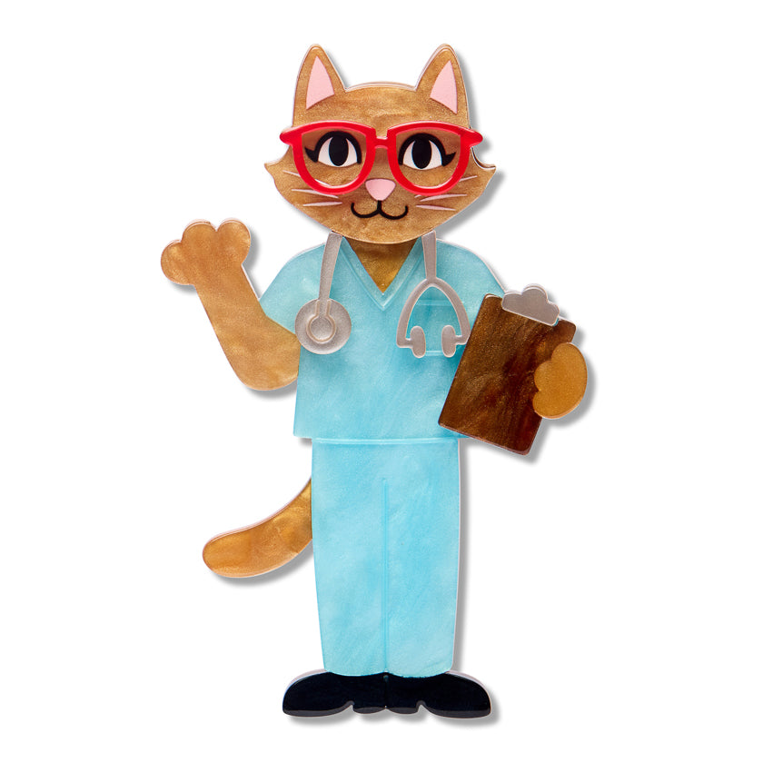 Whiskers M.D. Brooch by Erstwilder | Wild at Work Collection