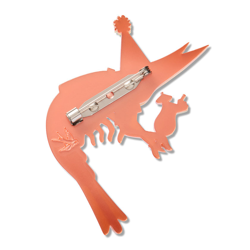 Pascal the Party Prawn Brooch by Erstwilder shown with gift box | Pascal Parade