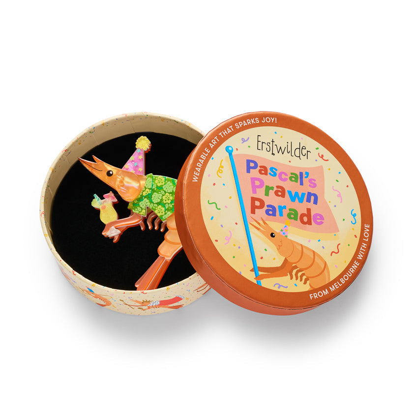 Pascal the Party Prawn Brooch by Erstwilder – back detail | Pascal Parade
