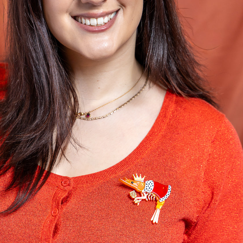 Pascal the King Prawn Brooch by Erstwilder | Pascal Parade