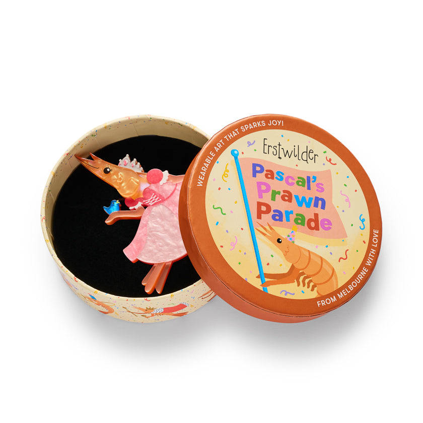 Pascal the Princess Prawn Brooch by Erstwilder – back detail | Pascal Parade