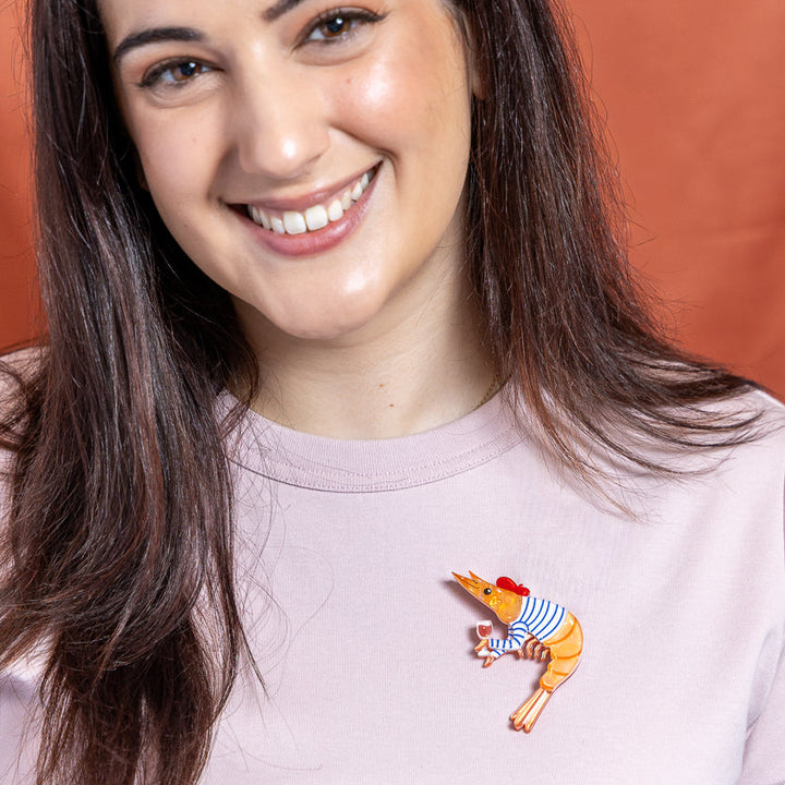 Pascal the Parisian Prawn Brooch by Erstwilder – back detail | Pascal Parade