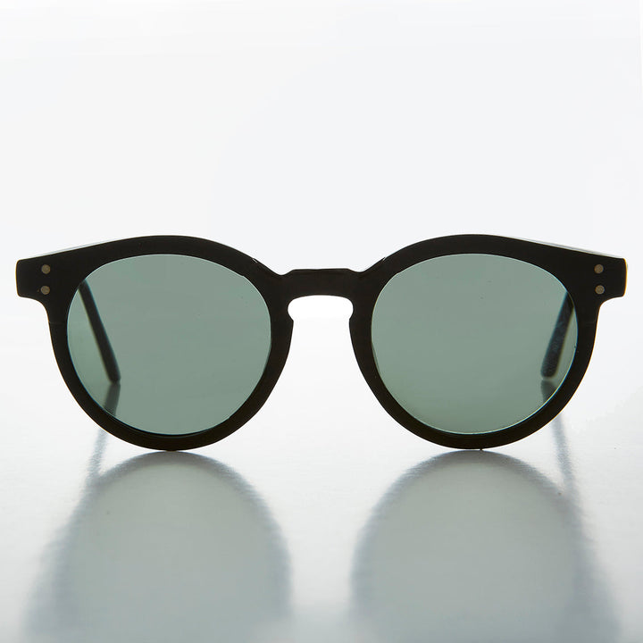 Round Horn Rim Classic Pantos Vintage Sunglass with Glass Lens - Brad