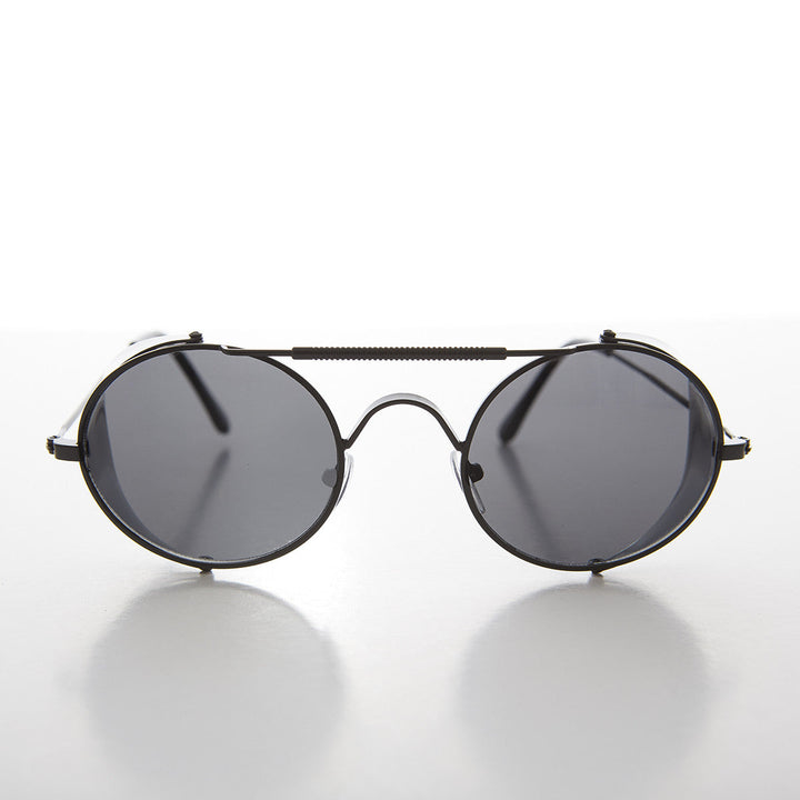 Black Steampunk Sunglass with Folding Side Shields - Bram 4