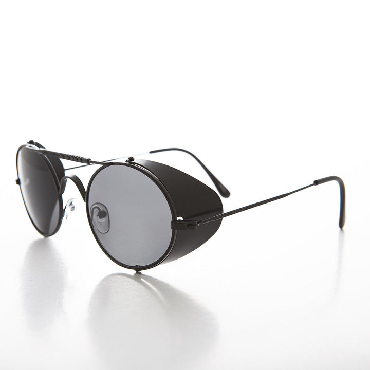 Black Steampunk Sunglass with Folding Side Shields - Bram 4