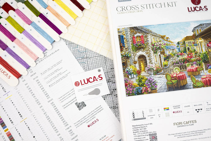 Fiori Caffes Counted Cross-Stitch Kit by Luca-S BU5080L