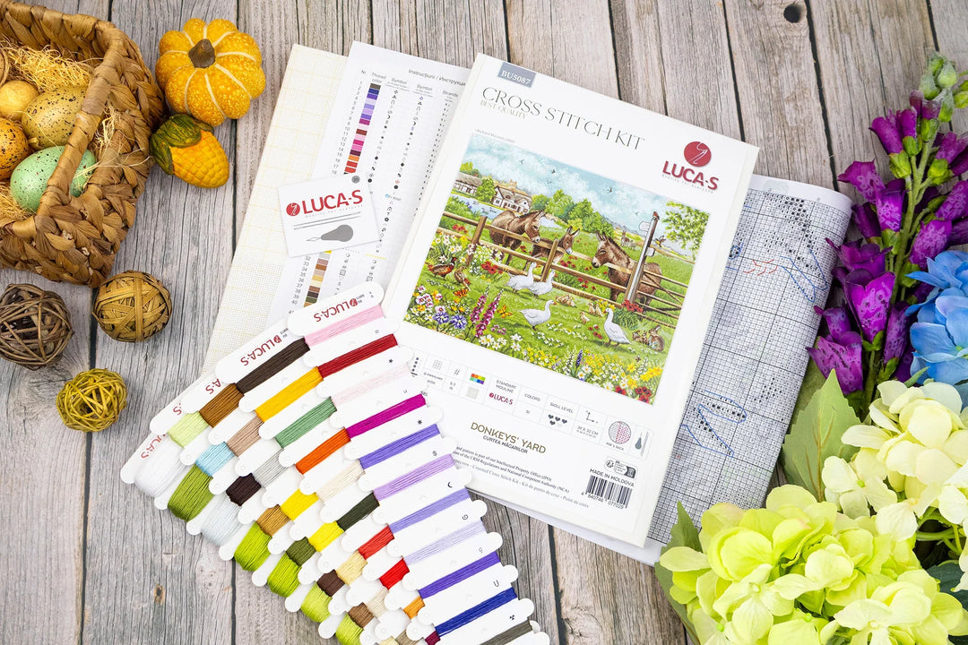 Donkeys' Yard¬† Counted Cross-Stitch Kit by Luca-S BU5087L