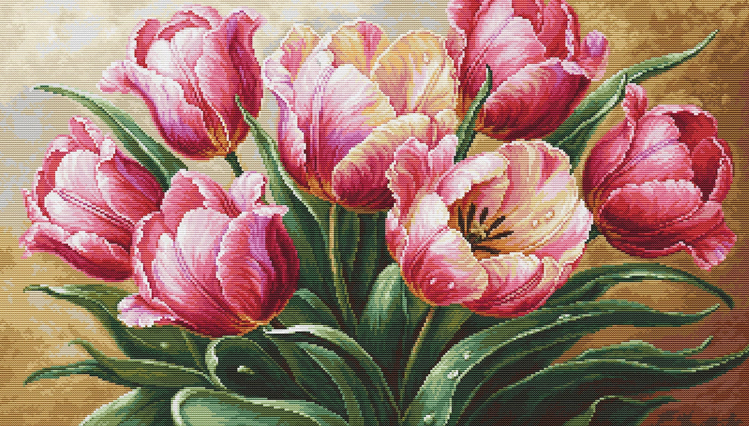 Graceful Tulips Counted Cross-Stitch Kit by Luca-S B718L