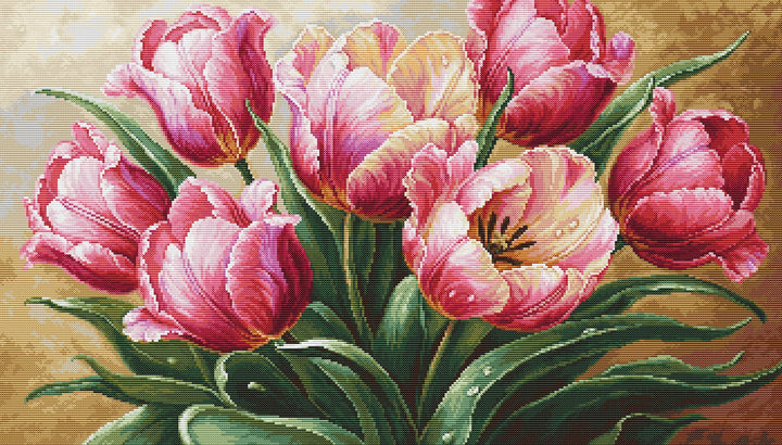 Graceful Tulips Counted Cross-Stitch Kit by Luca-S B718L