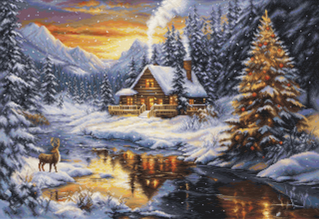 Winter Evening in the Mountains Counted Cross-Stitch Kit by Luca-S B721L