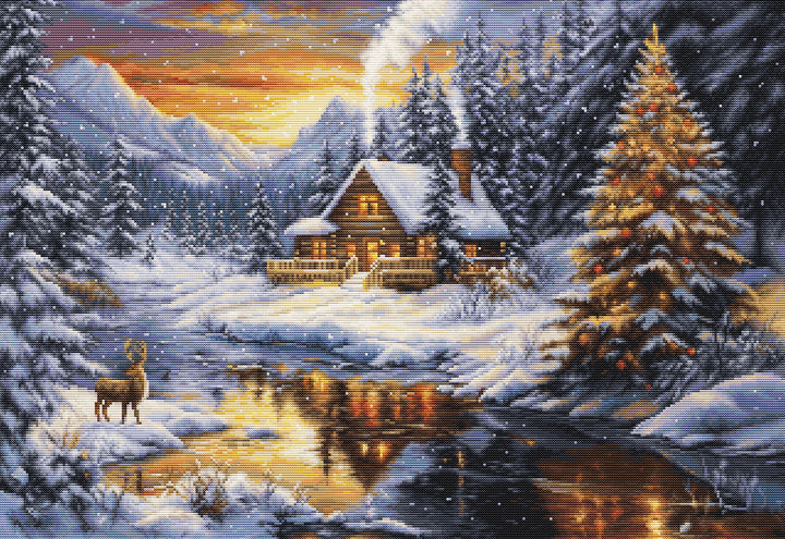 Winter Evening in the Mountains Counted Cross-Stitch Kit by Luca-S B721L