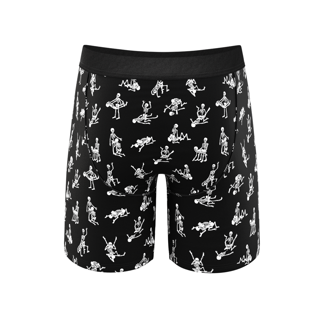 The Bare Back Bones | Glow in the Dark Skeletons Long Leg Ball Hammock® Pouch Underwear With Fly