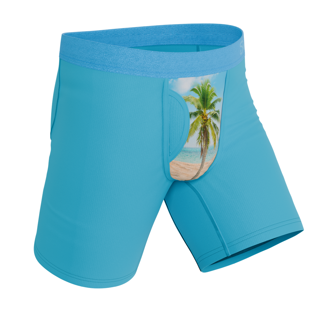 The Beach Please | Palm Tree Long Leg Ball Hammock® Pouch Underwear With Fly