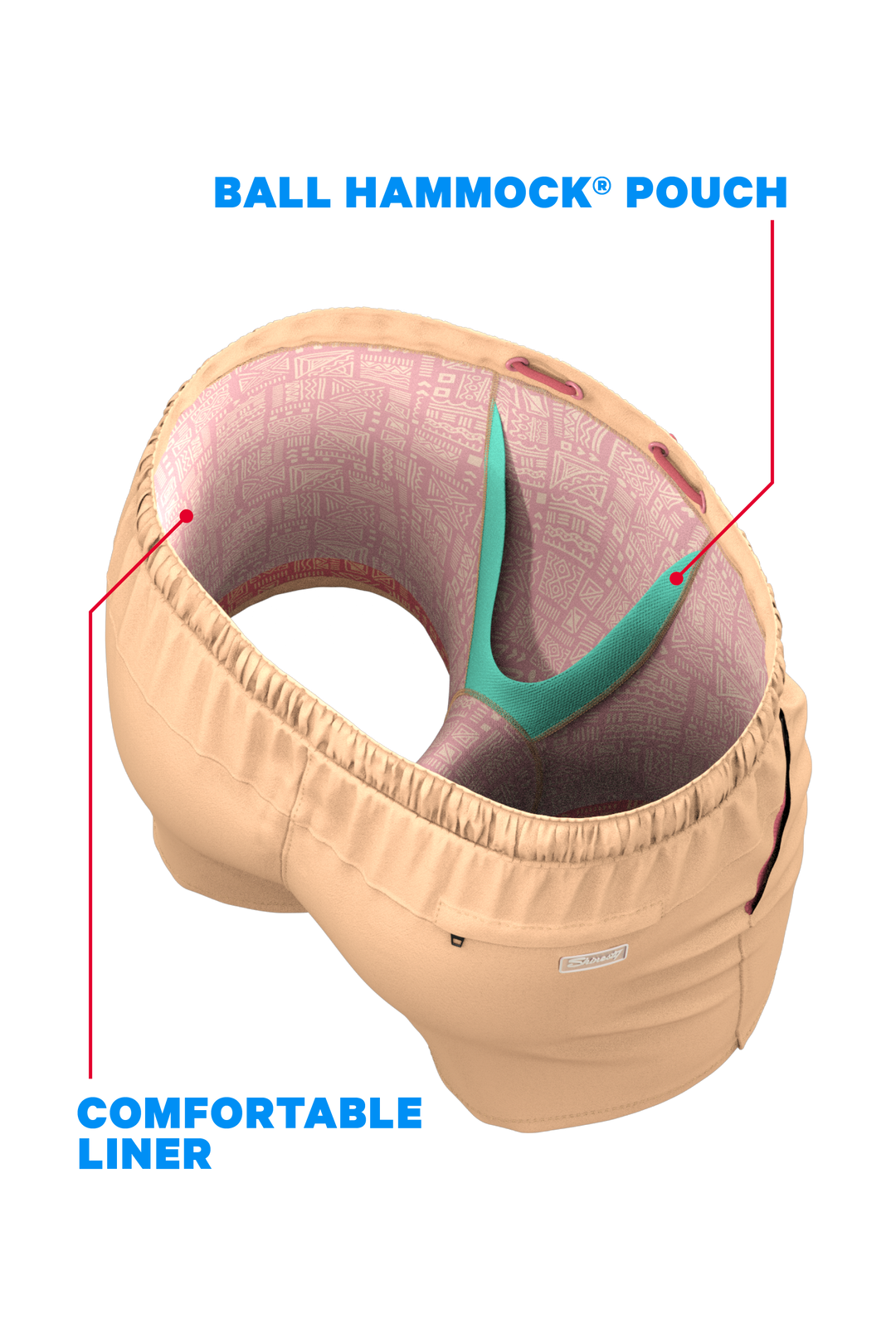 The Beach House | Orange Island Block Ball Hammock® Pouch 8" Swim Trunks