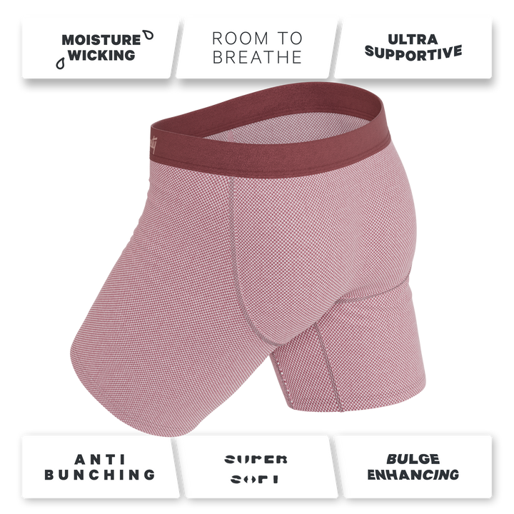 The Bell Pep | Red Chambray Long Leg Ball Hammock® Pouch Underwear With Fly