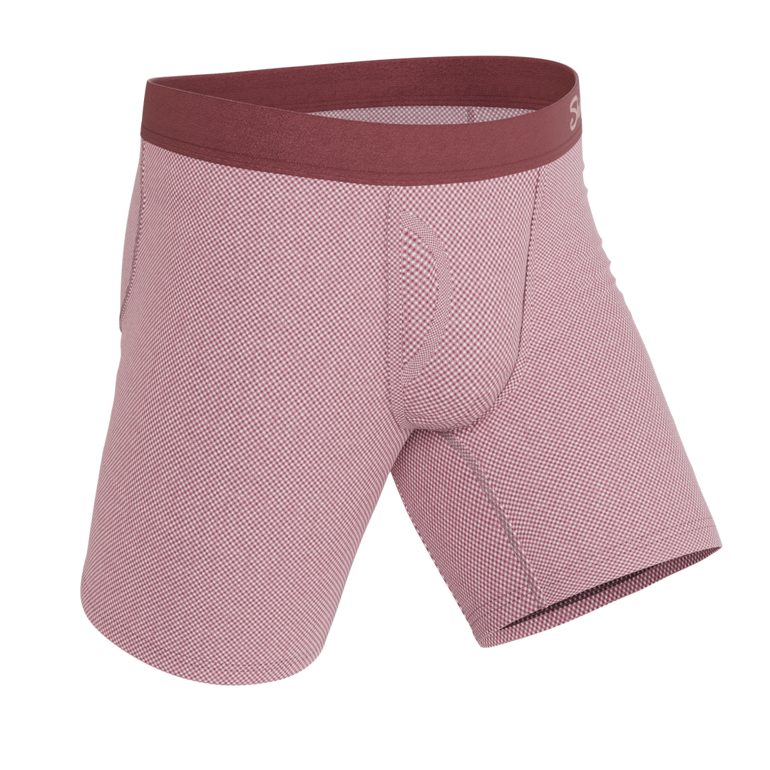 The Bell Pep | Red Chambray Long Leg Ball Hammock® Pouch Underwear With Fly