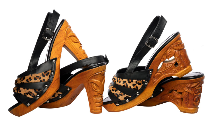 the Rockin' Tiki - with a Black Leather and Leopard Slingback