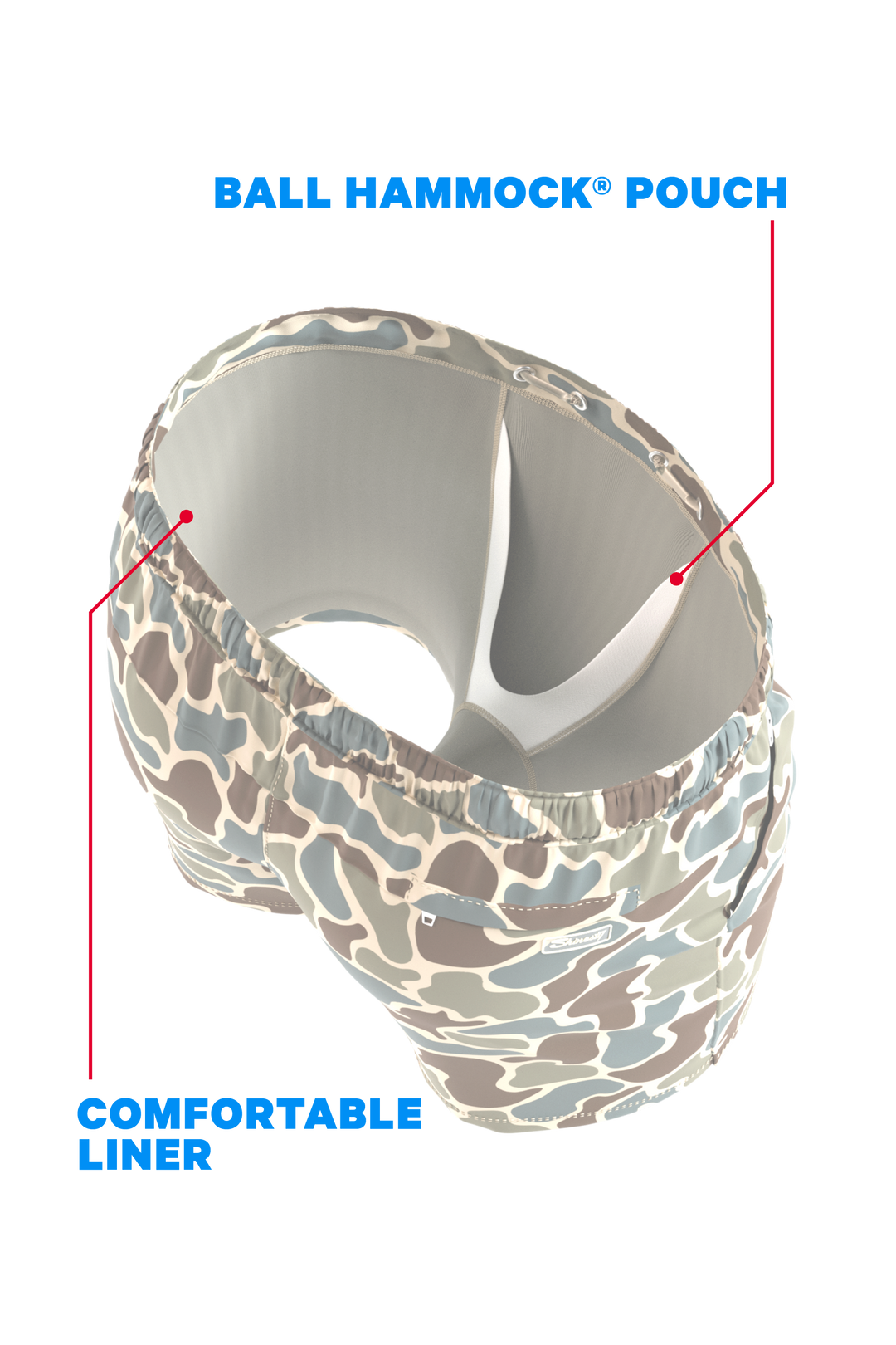 The Blender | Grey Duck Camo Ball Hammock® Pouch 8" Swim Trunks