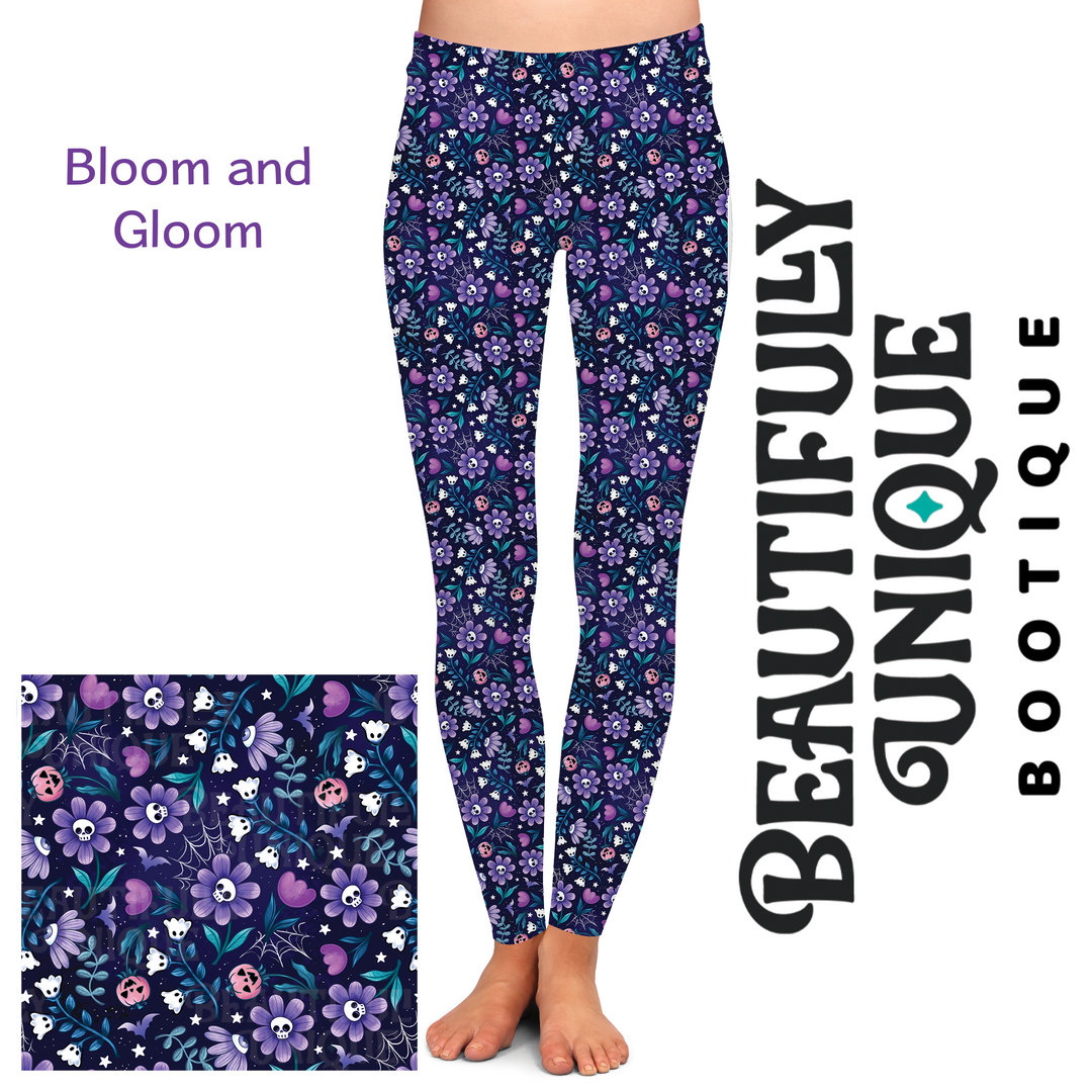 Bloom and Gloom Semi-Exclusive Leggings - High-quality Handcrafted Vibrant Spring Spooky