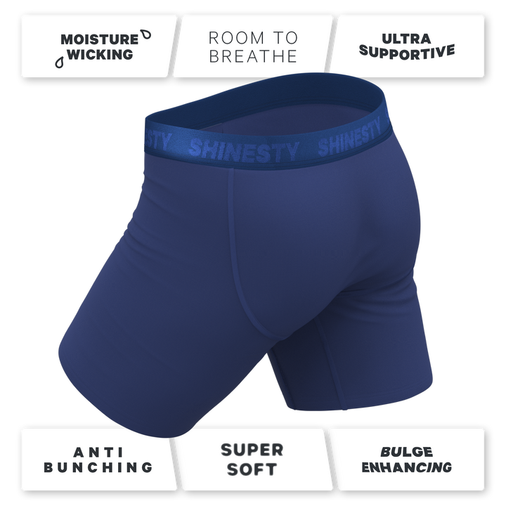 The Bloom Moon | Tonal Navy Long Leg Ball Hammock® Pouch Underwear With Fly