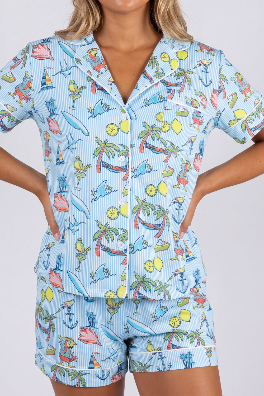 The Boat Drinks | Shinesty x Margaritaville® Button Down Short Pajama Set