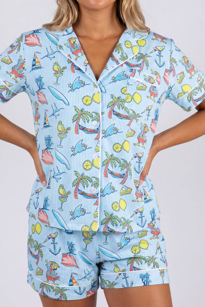 The Boat Drinks | Shinesty x Margaritaville® Button Down Short Pajama Set