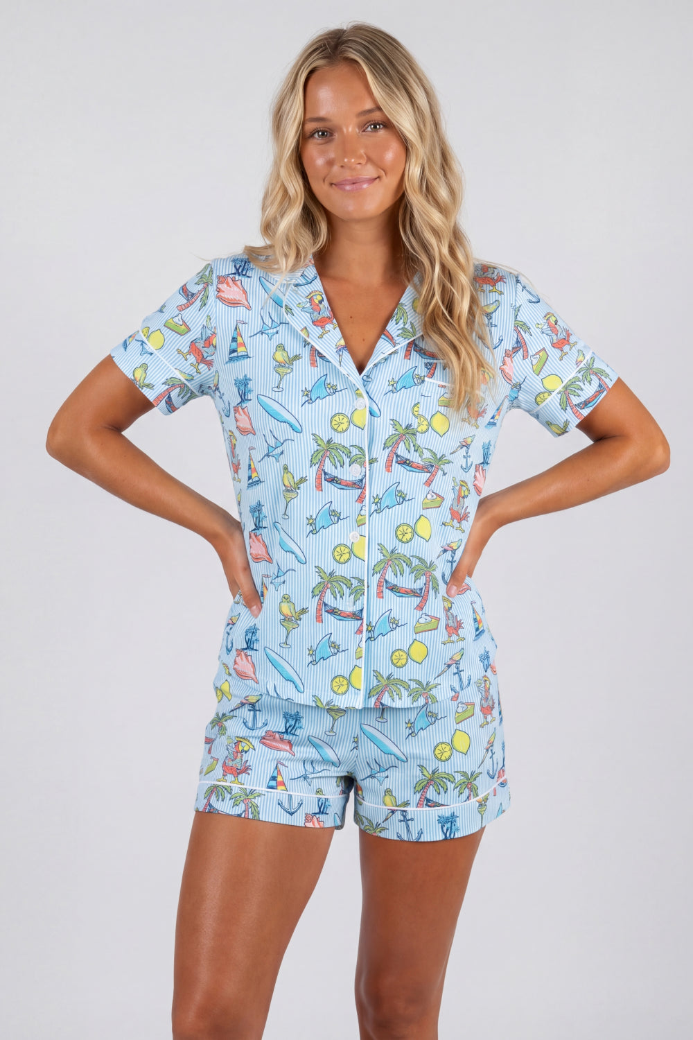 The Boat Drinks | Shinesty x Margaritaville® Button Down Short Pajama Set