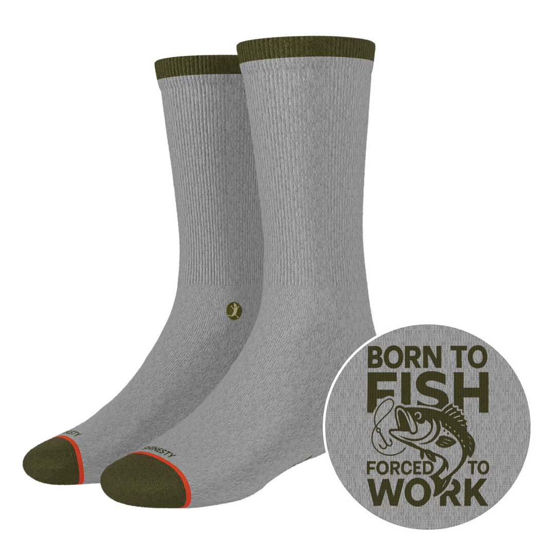 The Born To Fish | Fishing Motto Heel Hammock™ Crew Socks